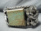 Heavy 184 Gram Native American #8 Turquoise Lizard Sterling Silver Bracelet-Nativo Arts