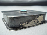 Incredible Vintage Native American Navajo Blue Diamond Turquoise Sterling Silver Trinket Box-Nativo Arts