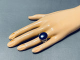 Vibrant Native American Navajo Lapis Sterling Silver Ring Signed-Nativo Arts