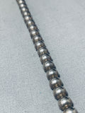 Longer 30 Inch Vintage Native American Navajo Sterling Silver Bead Necklace-Nativo Arts