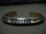 Striking Vintage Native American Navajo Raised Sterling Silver Randy Secatero Bracelet Old-Nativo Arts