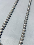 Longer 30 Inch Vintage Native American Navajo Sterling Silver Bead Necklace-Nativo Arts
