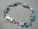 Incredible Vintage Native American Zuni Kingman Turquoise Sterling Silver Snake Bracelet Old-Nativo Arts