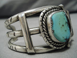 Very Rare Vintage Native American Navajo Aqua Blue Turquoise Sterling Silver Bracelet Old-Nativo Arts