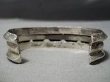 Superior Vintage Native American Navajo Old Circular Turquoise Sterling Silver Bracelet-Nativo Arts