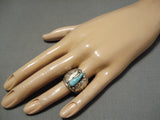 Striking Vintage Navajo Sky Blue Turquoise Sterling Silver Native American Ring-Nativo Arts