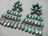 One Of Best Vintage Native American Navajo Turquoise Zuni Chandelier Sterling Silver Earrings-Nativo Arts