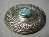 Impressive Vintage Native American Navajo Carico Lake Turquoise Sterling Silver Buckle Or Pendant-Nativo Arts