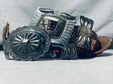 Early Authentic Vintage Native American Navajo Hand Tooled Sterling Silver Concho Belt-Nativo Arts