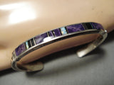 Incredible Vintage Native American Navajo Sugulite Opal Sterling Silver Inlay Bracelet-Nativo Arts
