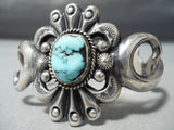 Thick Vintage Native American Navajo Carico Lake Turquoise Sterling Silver Bracelet Cuff-Nativo Arts
