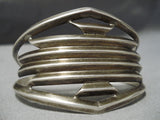 Incredible Vintage Native American Navajo Nolan James Sterling Silver Bracelet Cuff-Nativo Arts