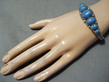 Breathtaking Vintage Native American Navajo Denim Lapis Sterling Silver Bracelet Old-Nativo Arts
