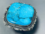Native American Rare Huge Square Blue Diamond Turquoise Sterling Silver Bracelet-Nativo Arts