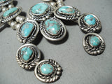 Gilbert Turquoise Vintage Native American Navajo Sterling Silver Squash Blossom Necklace Old-Nativo Arts
