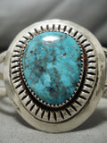 Rare Pilot Mountain Turquoise Vintage Native American Navajo Sterling Silver Bracelet Old-Nativo Arts