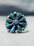 Beautiful Vintage Native American Navajo Turquoise Sterling Silver Cluster Ring-Nativo Arts