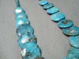 Native American Amazing Rare Round Turquoise Graduating Sterling Silver Necklace-Nativo Arts