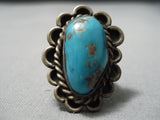 Very Rare Vintage Native American Navajo Persin Turquoise Sterling Silver Ring Old-Nativo Arts