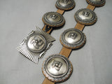 Very Rare Vintage Native American Navajo Whirling Logs Sterling Silver Concho Belt Old-Nativo Arts