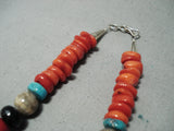Native American Authentic Singer Chunky Coral Turquoise Sterling Silver Necklace-Nativo Arts