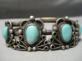 Incredible Vintage Native American Navajo Sleeping Beauty Turquoise Sterling Silver Bracelet Old-Nativo Arts