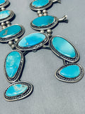 262 Gram Athntc Vintage Native American Navajo Turquoise Sterling Silver Squash Blossom Necklace-Nativo Arts