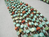Native American Important Jose Coriz Santo Domingo Green Turquoise Coral Sterling Necklace-Nativo Arts