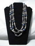 Spectacular Navajo Lapis Sterling Silver Necklace Native American-Nativo Arts