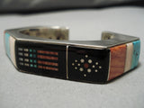 One Of Best Vintage Native American Navajo Jim Harrison Turquoise Inlay Sterling Silver Bracelet-Nativo Arts