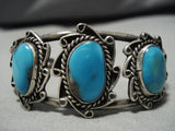 Rare Vintage Navajo Bisbee Turquoise Sterling Silver Native American Bracelet-Nativo Arts