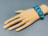 Tremendous Vintage Native American Navajo Morenci Turquoise Sterling Silver Bracelet-Nativo Arts