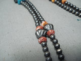 Wrap Around Native American Navajo Turquoise & Spiny Oyster Sterling Silver Necklace L-o-n-g-Nativo Arts