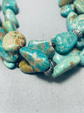 Chunks Of Green Turquoise Native American Navajo Sterling Silver Necklace-Nativo Arts