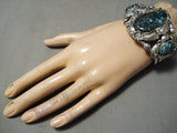 Statement Vintage Native American Navajo Last Chance Turquoise Sterling Silver Bracelet Old-Nativo Arts