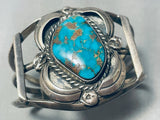 One Opf The Best Ever Vintage Native American Navajo Blue Gem Turquoise Sterling Silver Bracelet-Nativo Arts