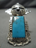 Fabulous Detailed Native American Navajo 3d Kachina Turquoise Sterling Silver Ring-Nativo Arts