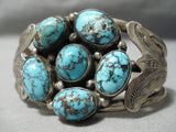 Important Vintage Native American Navajo Smokey Bisbee Turquoise Sterling Silver Bracelet Old-Nativo Arts