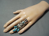 Huge Katsina Navajo Turquoise Sterling Silver Ring Native American-Nativo Arts