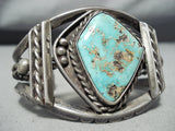Heavy Royston Turquoise Vintage Native American Navajo Sterling Silver Bracelet-Nativo Arts
