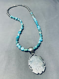 Joseph Paul White Buffalo Turquoise Native American Navajo Sterling Silver Necklace-Nativo Arts