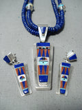 One Of The Best Native American Zuni Lapis Sterling Silver Inlay Necklace-Nativo Arts