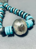Intense Workmanship Native American Navajo Tubule Sterling Silver Turquoise Necklace-Nativo Arts