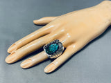 31 Grams Hefty Mens Vintage Native American Navajo Turquoise Sterling Silver Ring Old-Nativo Arts