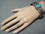 Spectacular Vintage Native American Navajo Old Kingman Turquoise Sterling Silver Bracelet-Nativo Arts