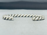 Wonderful Thick Rope Vintage Native American Navajo Sterling Silver Rope Bracelet-Nativo Arts