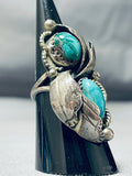 Rare Vintage Native American Navajo Carico Lake Turquoise Sterling Silver Ring-Nativo Arts