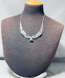 Native American Important Very Rare Mine Vintage Turquoise Sterling Silver Necklace-Nativo Arts
