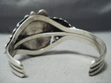Detail!! Vintage Native American Navajo Carico Lake Turquoise Sterling Silver Leaf Bracelet-Nativo Arts