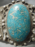 Important Early Vintage Native American Navajo Lone Mountain Turquoise Sterling Silver Bracelet-Nativo Arts